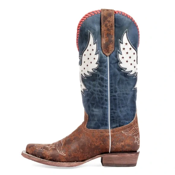 J.B. Dillon Reserve Morning Glory Cowboy Boots with Eagle Motif - Picture 5 of 16